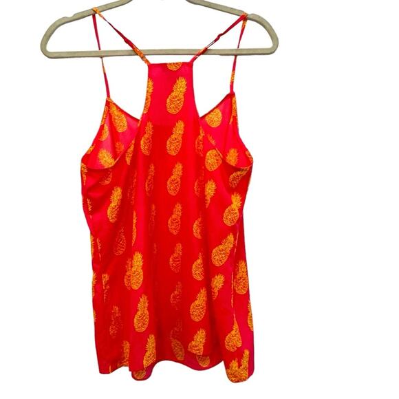 J.Crew Pink and Yellow Pineapple Sleeveless Blouse Size 10 - Picture 4 of 4